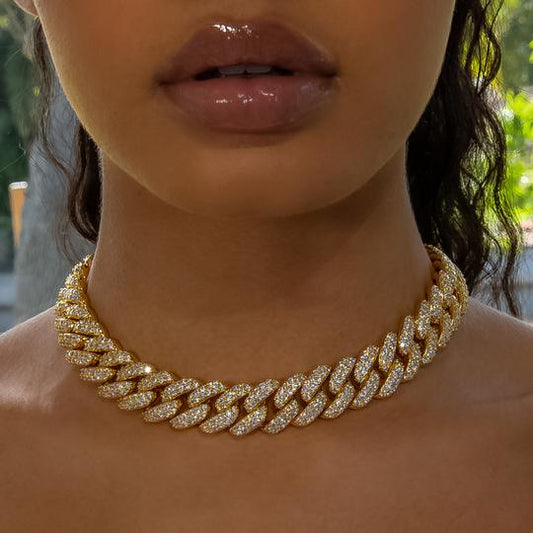 choker cuban full diamantes